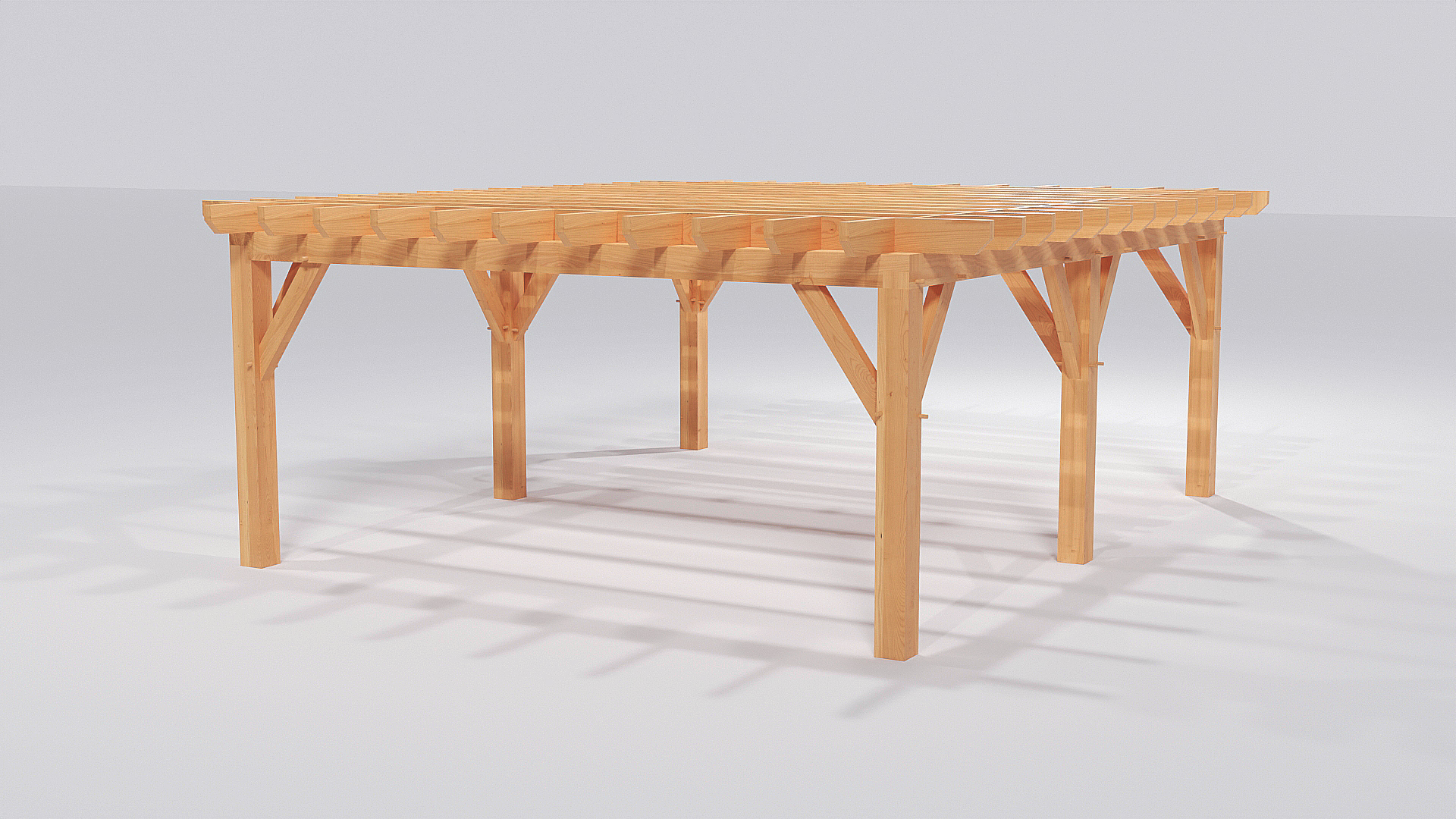 Platdak constructie met gebinten 190mmx190mm