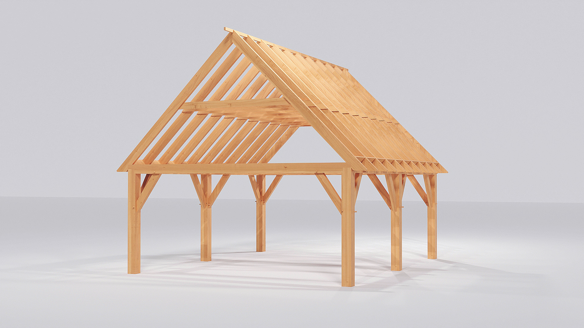 Zadeldak constructie met gebinten 190mmx190mm